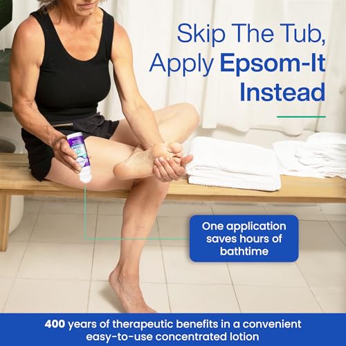 EPSOM-IT Calming Foot Lotion - Roll On Magnesium Sulfate Lotion for Tired Feet & Ankles, Topical Epsom Salt with Urea, Soften Tough Skin and Cracked Heels, Providing Comfort for Legs and Feet 3.0 oz