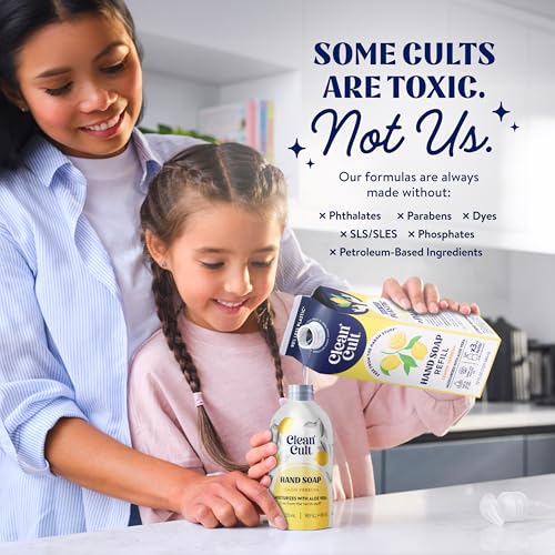 Cleancult - Lemon Verbena - Moisturizing Liquid Hand Soap - Refillable Aluminum Bottle - Made with Aloe Vera - Nourishes & Moisturizes Dry & Sensitive Skin - 12 oz - 1 Pack
