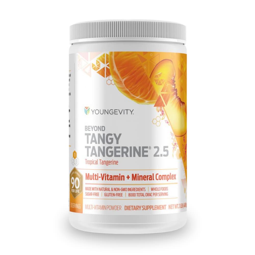 Youngevity Beyond Tangy Tangerine 2.5 Tropical Tangerine Ultimate Multi-Vitamin & Mineral Complex - Made with Natural & Whole Foods | 8,000 ORAC