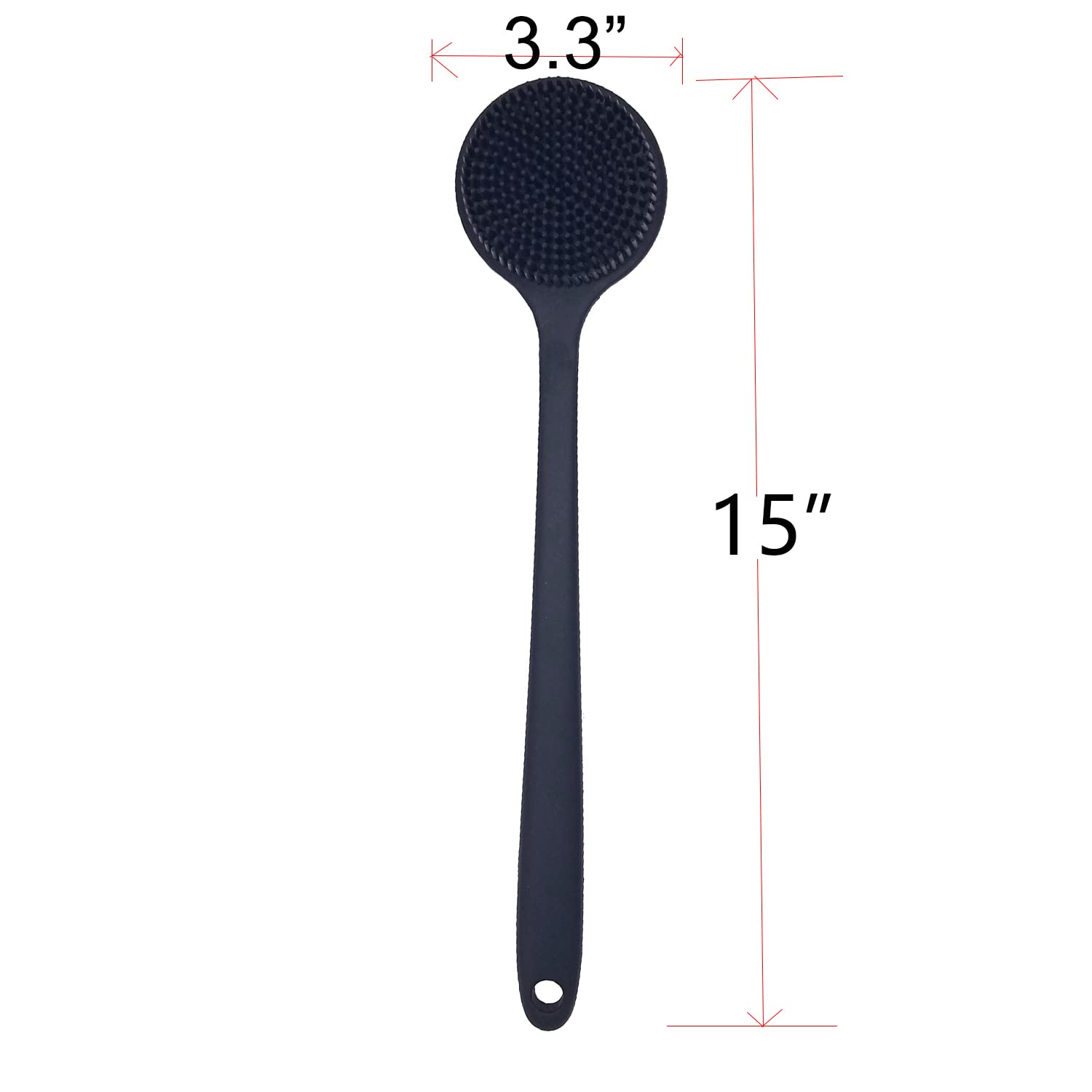 DNC Back Scrubber for Shower Soft Silicone Bath Body Brush with Long Handle, BPA-Free, Hypoallergenic (Black)