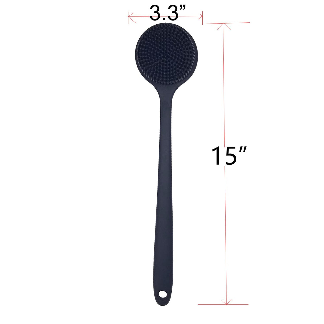 DNC Back Scrubber for Shower Soft Silicone Bath Body Brush with Long Handle, BPA-Free, Hypoallergenic (Black)