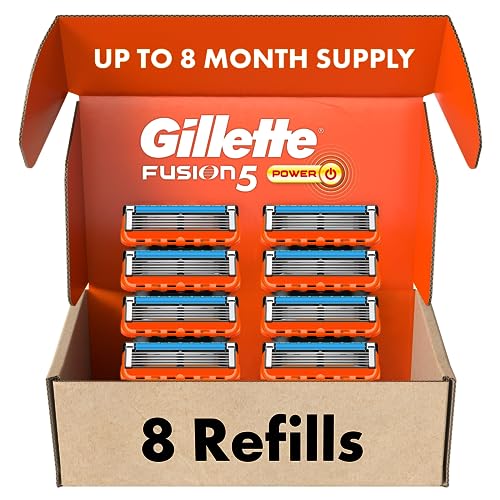 Gillette Fusion5 Power Razor Blades for Men, 5-Blade Razor Refills, 8 Count