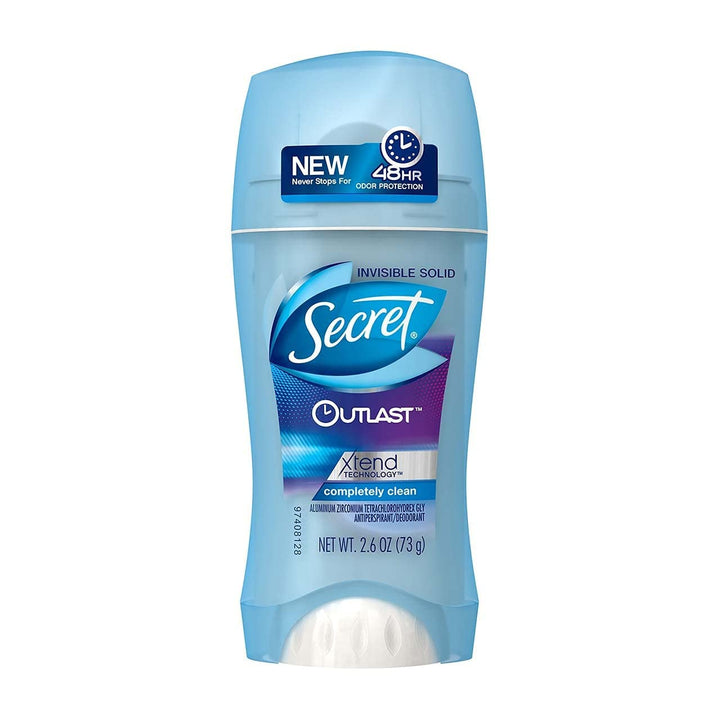 Secret Outlast Xtend Antiperspirant & Deodorant Invisible Solid, Completely Clean 2.6 Oz (Pack of 3)