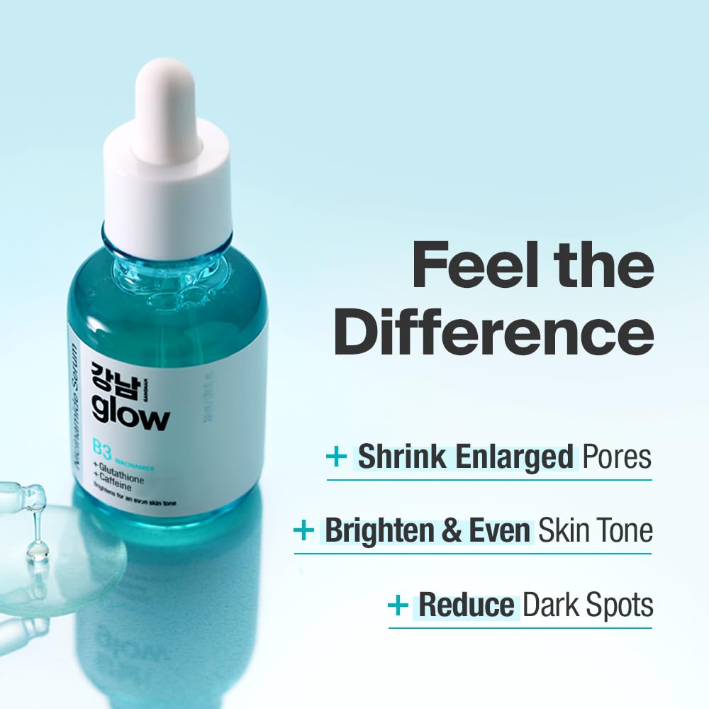 Niacinamide B3 Serum | Korean Pore Minimizer Glutathione Serum for face | Vitamin B3 & Multi Peptide Serum for Face | Glow Serum for Dark Spots | Glass Skin Korean Skincare - 1.01 fl oz (30ml)