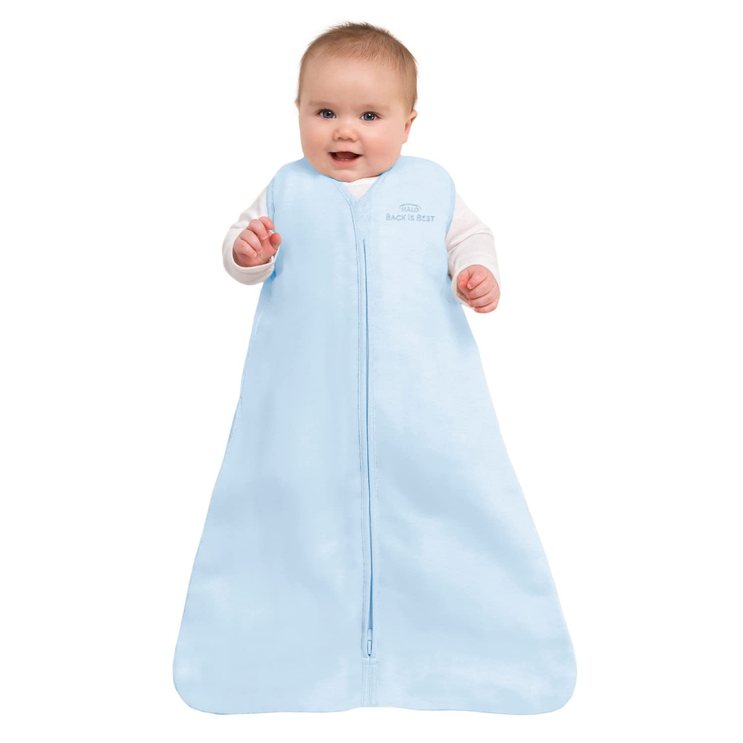 HALO Sleepsack Micro-Fleece Wearable Blanket, TOG 1.0, Baby Blue, Medium