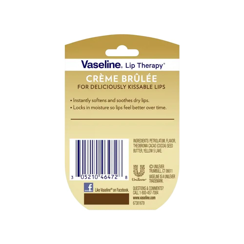 Vaseline Lip Therapy Lip Balm, Creme Brulee 0.25 oz (Pack of 10)