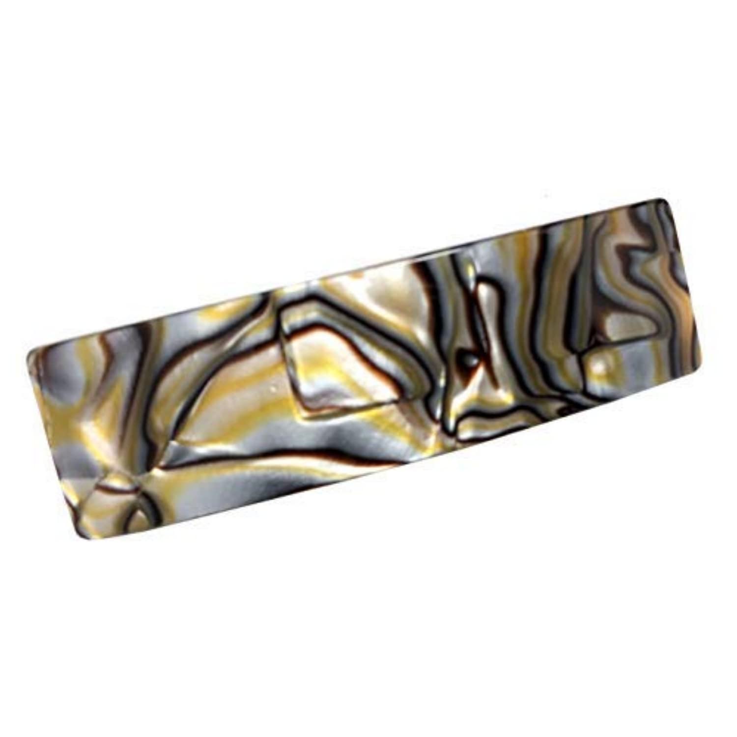 French Amie Fine Wide Rectangular Celluloid Handmade Onyx Automatic Hair Clip Barrette - Made to Last (Onyx)