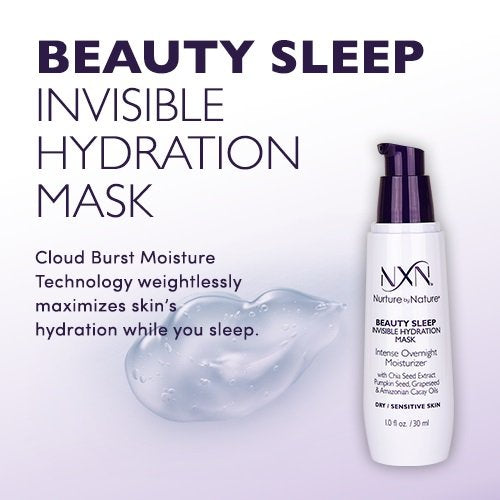 NxN Beauty Sleep Invisible Overnight Moisturizer Super Hydrating Face Mask Natural & Organic Anti-Aging Formula for Dry/Sensitive Skin, 1 Fl Oz