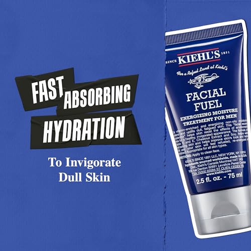 Kiehl's Facial Fuel Moisturizer, Men's Face Cream, with Vitamin C and Caffeine that Contain Antioxidants to Help Energize and Reduce Dullness, Non-Greasy, Paraben, and Sulfate Free - 6.8 fl oz