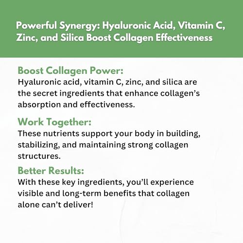 Collagen Peptides Powder with Vitamin C & Hyaluronic Acid - Organic Cleanest Sources & Super High Absorption - Hydrolyzed Multi Type I, II, III, V, X - Skin Hair Joint Supplement Made in USA