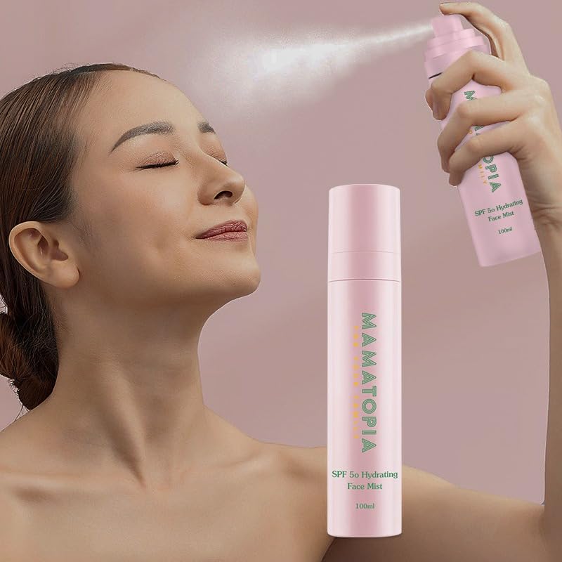 MAMATOPIA's Skin Care Extra Strength Hydrating Oil-Free, Non-Irritating, Natural Mineral Sunscreen Mist, SPF 50, Light Rose