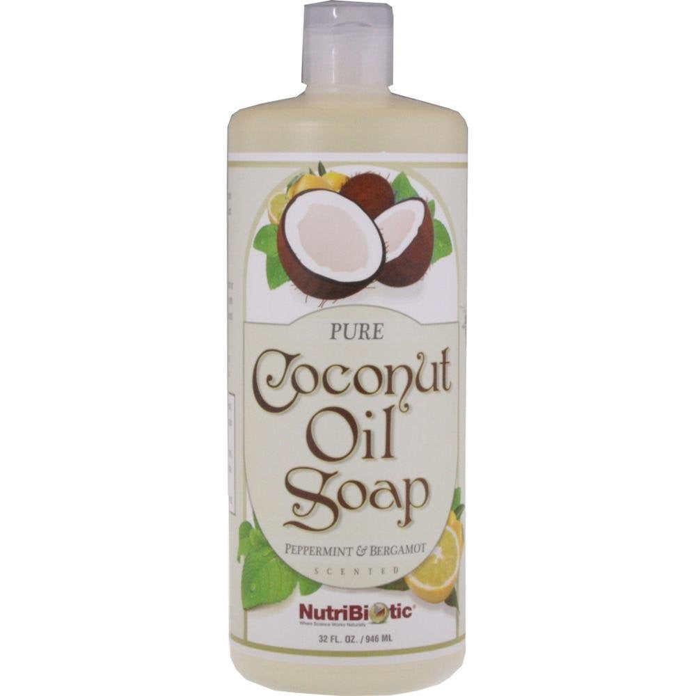 Nutribiotic Pure Coconut Oil Soap, Peppermint and Bergamot, 2 Fluid Ounce