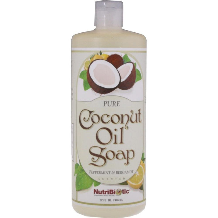 Nutribiotic Pure Coconut Oil Soap, Peppermint and Bergamot, 2 Fluid Ounce