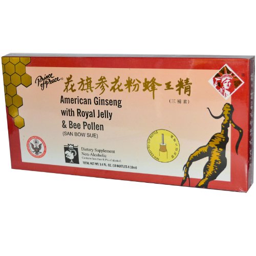 Prince of Peace American Ginseng With Royal Jelly and Bee Pollen 100cc Count (10x 10cc)