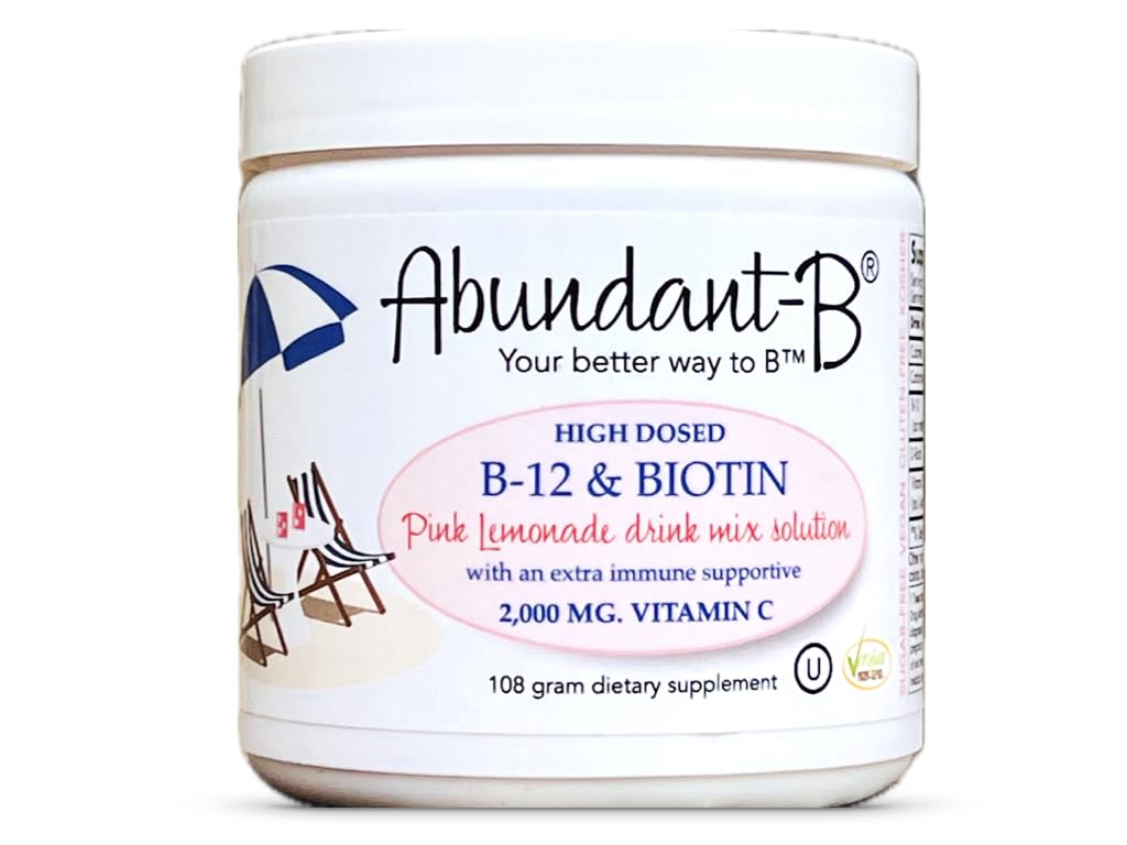 Sufficient-C Abundant-B High-Dose Methyl B-12 and Biotin Pink Lemonade Energy Drink Mix Solution - Flavor w/Function in Each Refreshing sip!