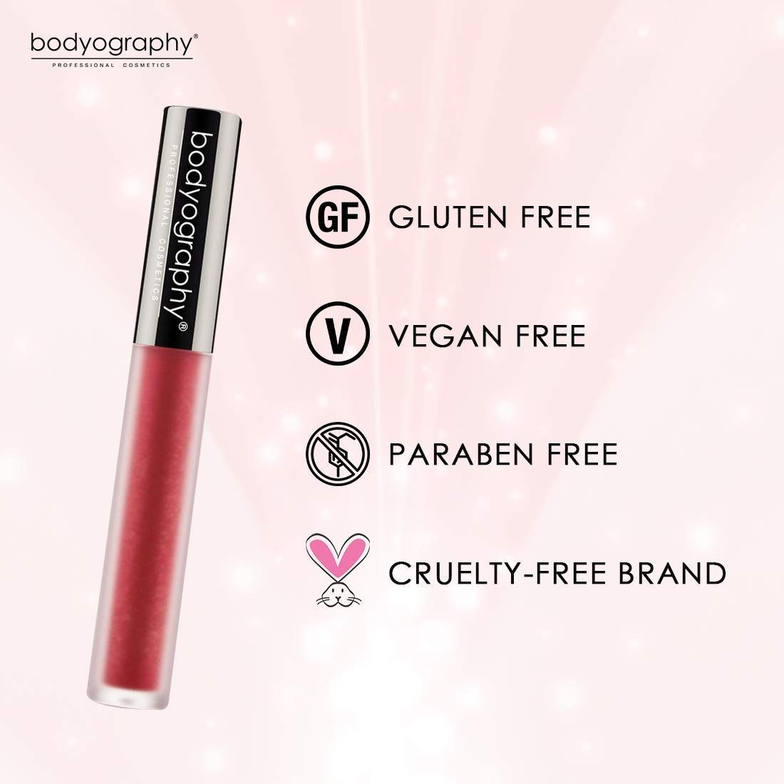Bodyography Bodyography Metallic Liquid Lipstick (Strawberry): Bright Red Salon Makeup Long-Wearing Lipstick w/Sheen | Vegan, Gluten-Free, Cruelty-Free, Paraben-Free