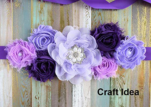 YYCRAFT 15pcs Purple/Lavender Chiffon Lace Hair Flower for Girls Headband Baby Flowers Bows,Crafts,Party Decoration(2-4.5)