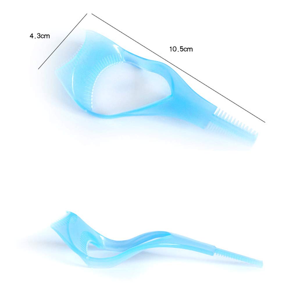 2Pcs 3 in 1 Plastic Makeup Cosmetic Eyelash Tool Lash Mascara Applicator Eyelashes Guide Eyelashes Brush Curler Comb Eye Makeup Tool (Pink + Blue)