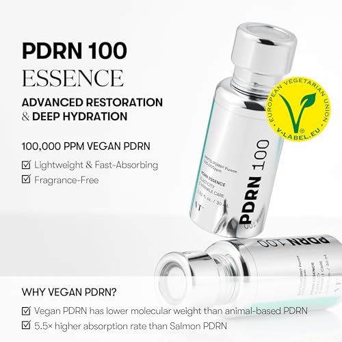 VT COSMETICS PDRN 100 Essence, Intensive Glow Serum, Vegan PDRN 100,000ppm, Skin Restoration & Recovery, Hydrating, Moisturizing, Firming, Fine Lines, Korean Skincare 1.01 fl. Oz.