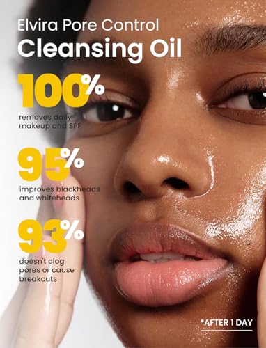 Elvira Pore Control Cleansing Oil, Makeup Remover for Sensitive, Oil Cleanser for Face, Blackhead Removal, Korean Skin care, Hydrating, Fragrance-Free