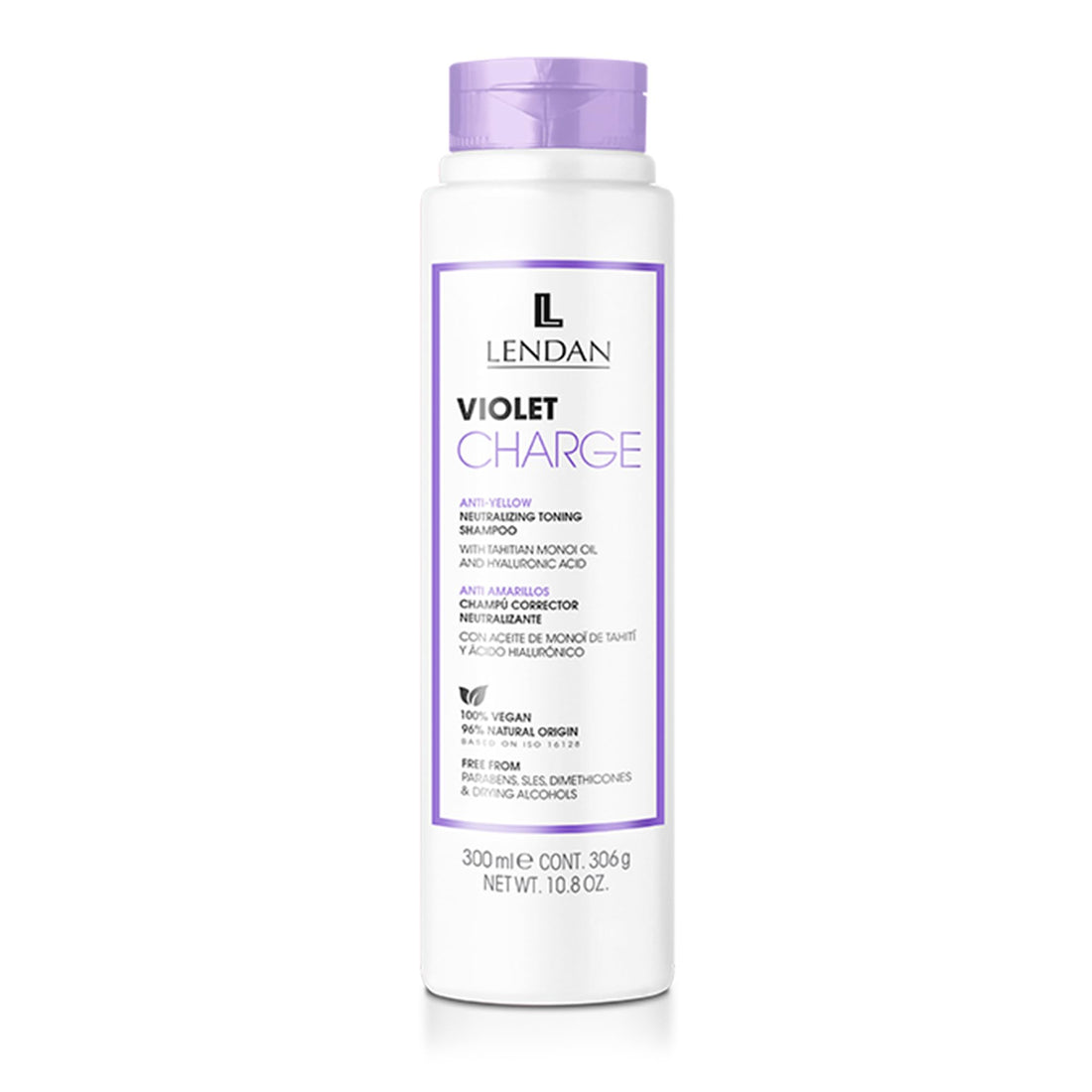 Lendan - Purple Shampoo - Violet Charge Shampoo - 300 ml - With Violet Pigments - Color Correcting - Neutralizes Yellow Tones - Deep Hair Hydration - Vegan