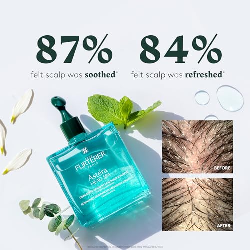Rene Furterer Head Spa ASTERA Soothing Concentrate, Pre-Shampoo Soothing Scalp Treatment, - Soothe Sensitive Scalps - Mint & Eucalyptus - Paraben & Silicone-Free - 1.6 oz.