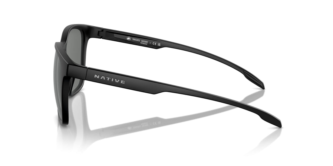 Native Eyewear Targhee Square Sunglasses, Matte Black/Grey Polarized, 54 mm