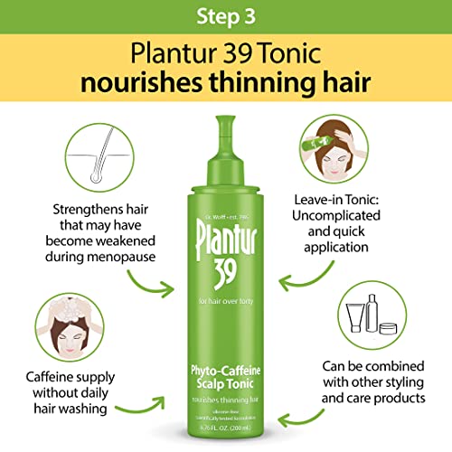 Plantur 39 Phyto-Caffeine Women's 3-Step System for Colored, Stressed Hair - Shampoo (8.45 fl), Conditioner (5.07 fl), Tonic (6.76 fl)