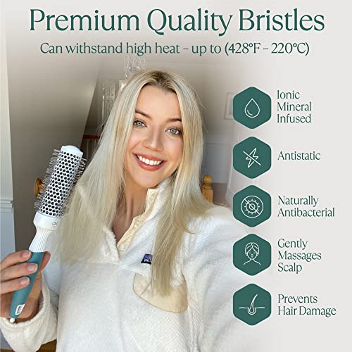 Professional Round Brush for Blow Drying - Small Ceramic Ion Thermal Barrel Brush for Sleek, Precise Heat Styling and Salon Blowout - Lightweight, Antistatic Bristle Hair Brush by Osensia (1.3 Inch)