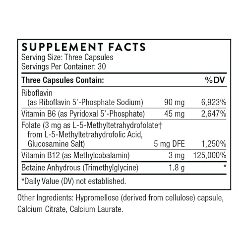 THORNE Methyl-Guard Plus - Active folate (5-MTHF) with Vitamins B2, B6 & B12 - Supports methylation & Healthy Level of homocysteine - Gluten, Dairy & Soy-Free - 90 Capsules