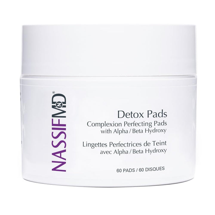 NassifMD Exfoliating Detox Pads, AHA Pads Formulated with Glycolic Acid, Witch Hazel, and Salicylic Acid, Suitable for Sensitive Skin