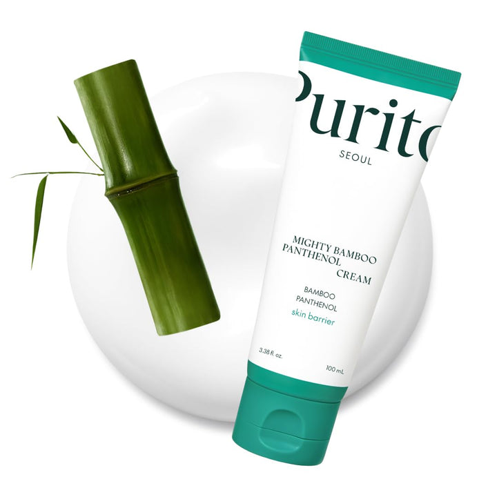 PURITO Mighty Bamboo Panthenol Cream, Glow Cream, Skin Barrier Repair, for All Skin Types, Daily Face Moisturizer, Glass skin, Vegan, Korean Skin Care 3.38fl.oz / 100ml