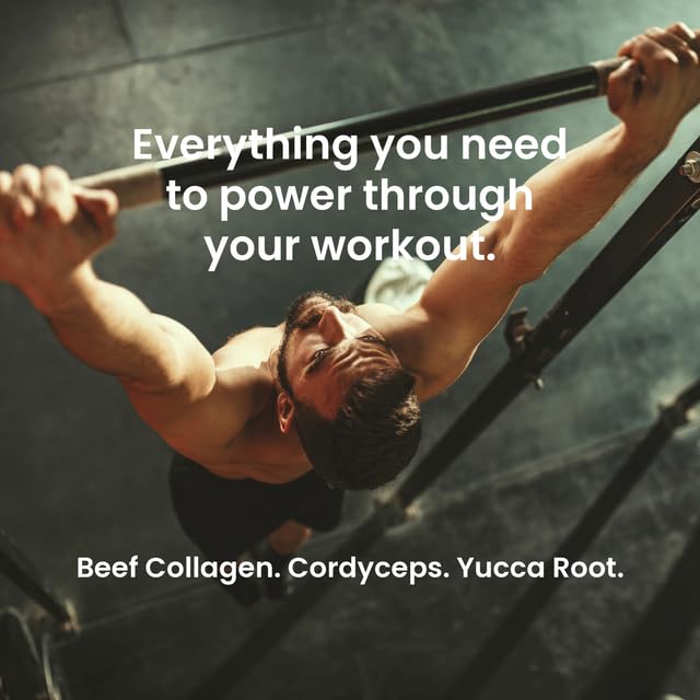 SUPER POWER PROTEIN - Hydrolyzed Beef Collagen Peptides Powder with Cordyceps & Yucca Root - Supports Muscle Recovery, Gut & Joint Health - Mango Flavor Protein Powder, 10oz