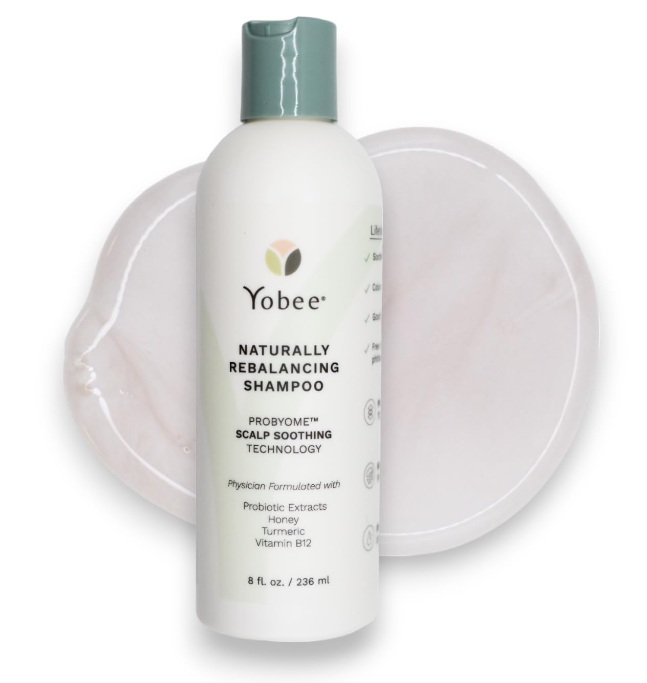 Yobee Naturally Rebalancing Shampoo | Dry, Flaky & Itchy Scalp Care with Para Probiotics, Organic Honey & Turmeric, Vitamin B12 & Oat Extracts | Dandruff & Psoriasis Relief (1 Bottle)