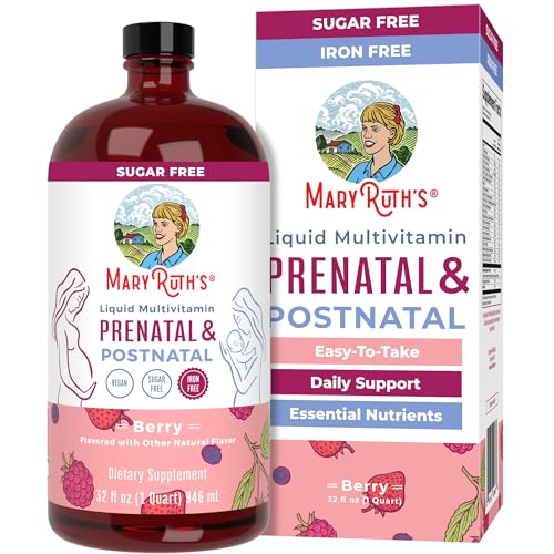 MaryRuth Organics Postnatal & Prenatal Vitamins for Women | Sugar Free | Womens Multivitamin for Pre-Conception, Pregnancy & Nursing | Ginger | Selenium | Folate | Vegan | Non-GMO | Gluten Free | 32oz