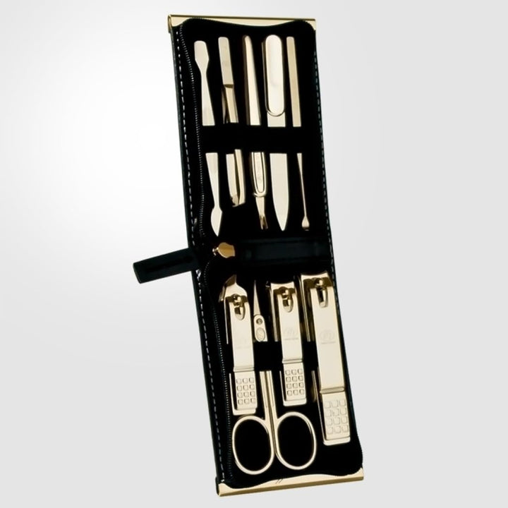 World No. 1. Three Seven (777) Travel Manicure Pedicure Grooming Kit Set - Included (Total 9 PCs: Nail Clipper, Toe Nail Clipper, Cuticle Trimmer, Beauty Scissors, Tweezers, File, Double-sided Push Stick, V-Shaped Push Stick, Ear Pick, Model: TS-970B