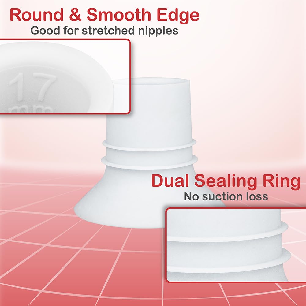 Nenesupply 17mm Flange Insert Compatible with Elvie Flange Pump Parts Elvie Stride Flange Momcozy Medela Flange Spectra Willow Reduce 24mm to 17mm Use as Elvie Inserts Medela Insert Momcozy Insert