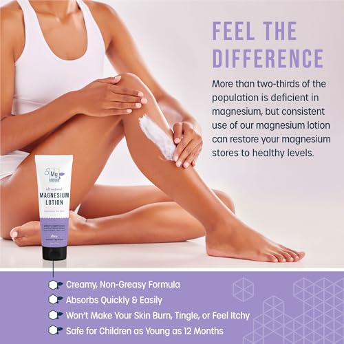 Melatonin + Lavender Magnesium Lotion | 250 mg Magnesium and 3 mg Melatonin per Teaspoon | 6 oz Bottle of Lavender Lotion