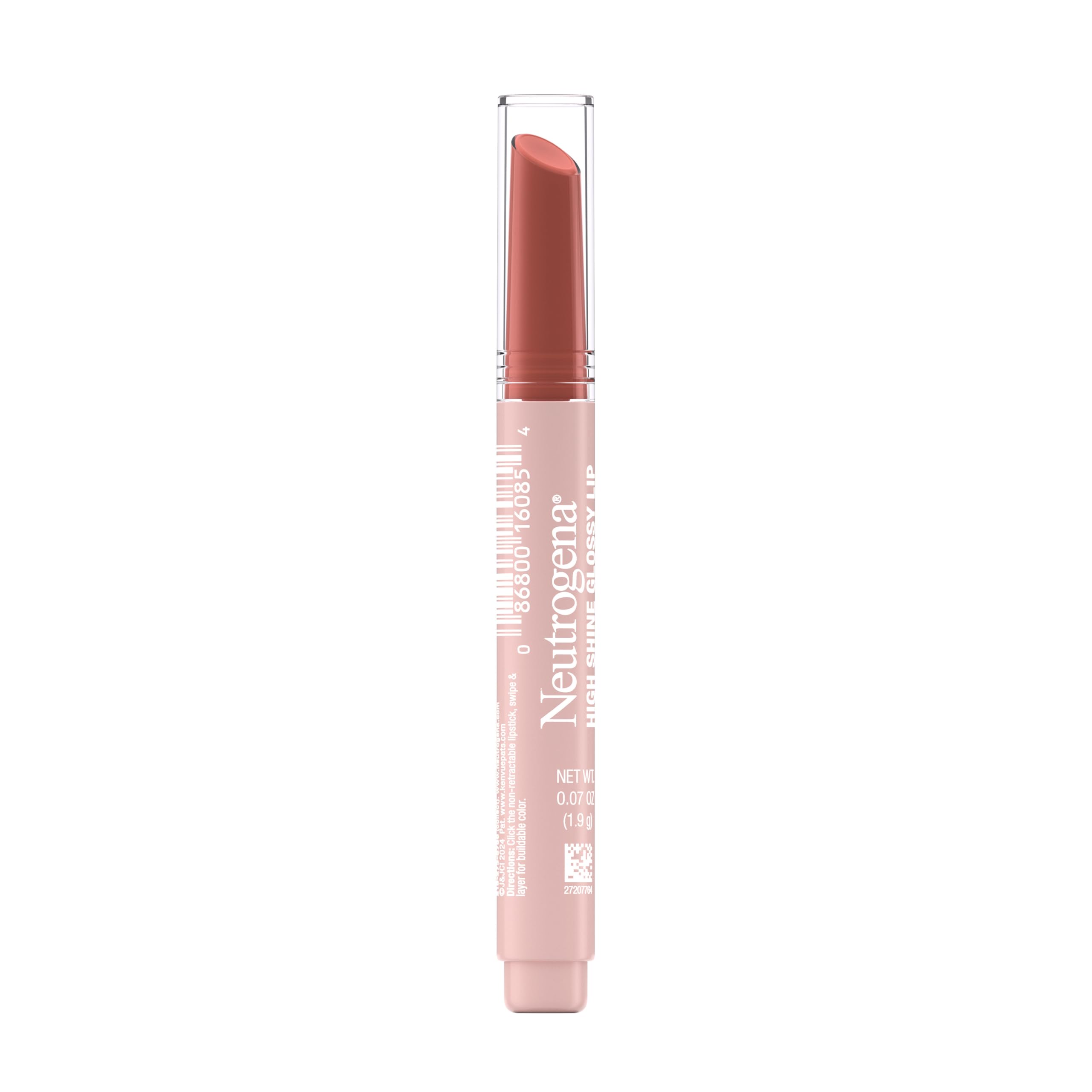 Neutrogena High Shine Glossy Lip with Maracuja Oil + Vitamins & Antioxidant Vitamin E, Nourishing Glossy Lip, Non-Retractable, Pigmented For Buildable Color, Rose Petal, 0.07 oz
