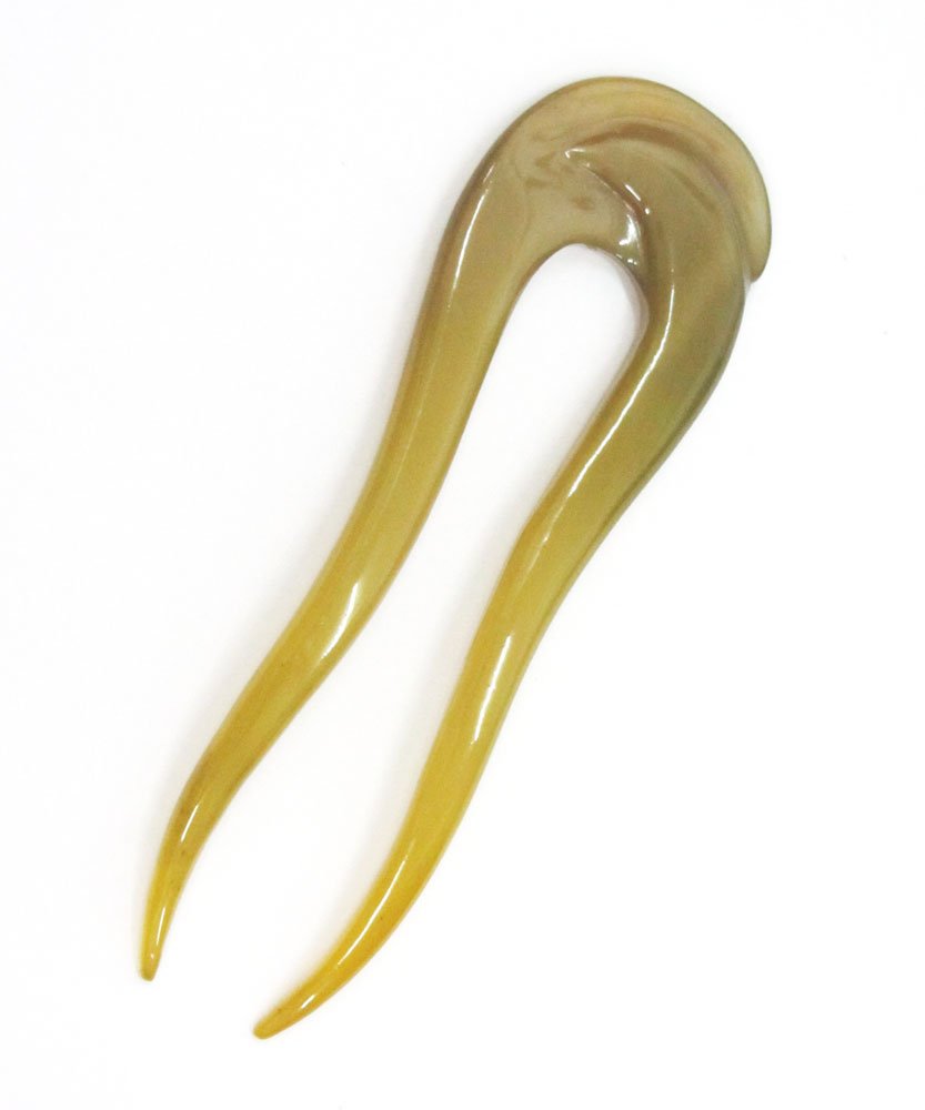 Marycrafts Big Multicolor Translucent Buffalo Horn Hair Fork, Hairfork, Hair Pin, Hairpin, Hair Accessory, Hair Toy Handmade 5.51