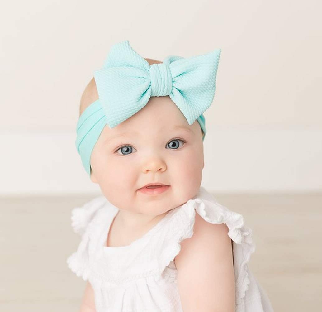 inSowni 8 Pack Big Bow Super Stretchy Nylon Headbands Turban Headwraps Hair Accessories for Baby Girls Toddlers Infants Kids