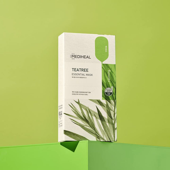 Mediheal Best Korean Sheet Mask - Tea Tree Essential Face Mask 10 Sheets For All Skin Types Korean Best Sheet Mask Soothing Calming