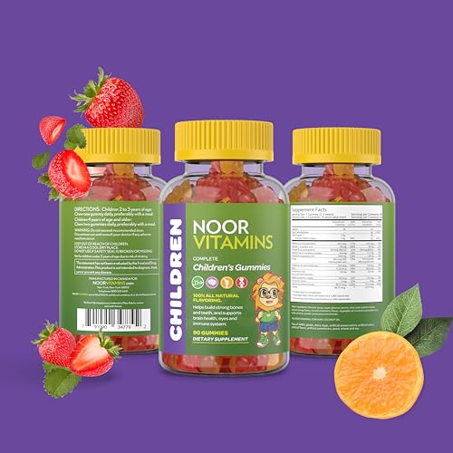 Halal Vitamins, Kids Vitamins, Kids Multivitamin Gummies Noor Vitamins: Vitamin C for Kids, D3, and Zinc for Immunity, B6 B12 for Energy. Non-GMO, Halal Gummies - 90 Count Gummy Vitamins for Kids