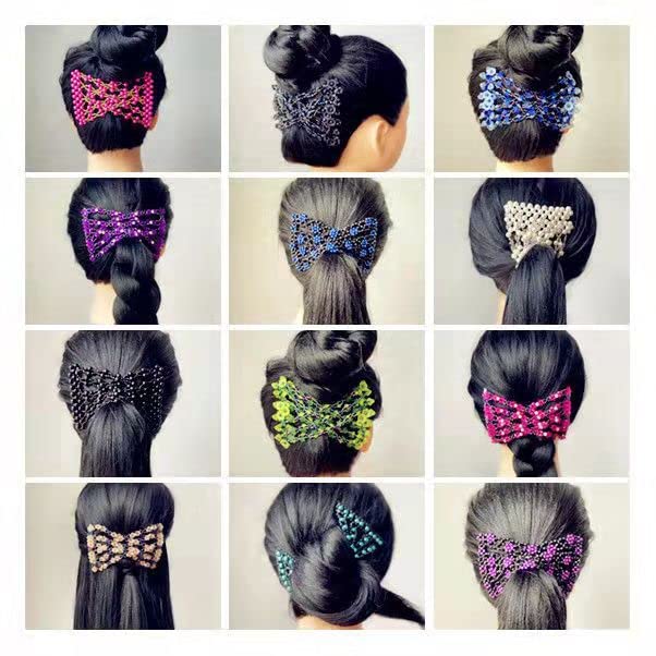 Lovef 3 Pcs Fashion Exquisite Beaded Ez Stretchable Combs Flower Pearl Double Hair Combs Magic Crystal Double Clips Insert Combs for Lady Women Girls