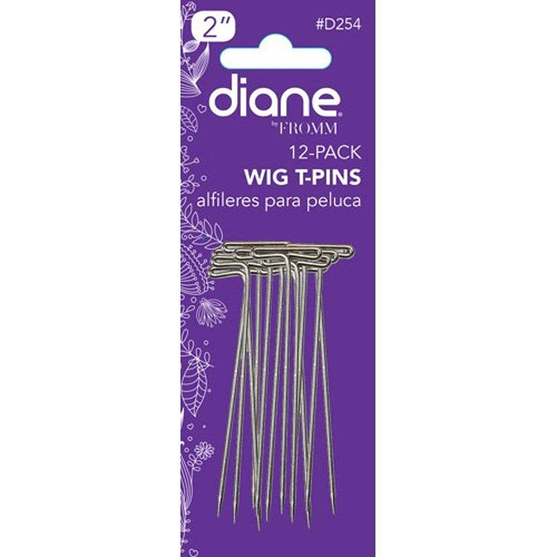 Diane Lot Of 6 X 12 Pack Wig T-pins * 2 Long * Silver * 72 Pins Total