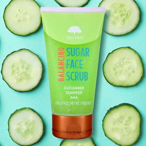 Tree Hut Cucumber & Seaweed Balancing Face Scrub | Deep Cleans Pores to Remove Dead Skin & Impurities | Nourishing Essential Body Care | 7.4 fl oz.