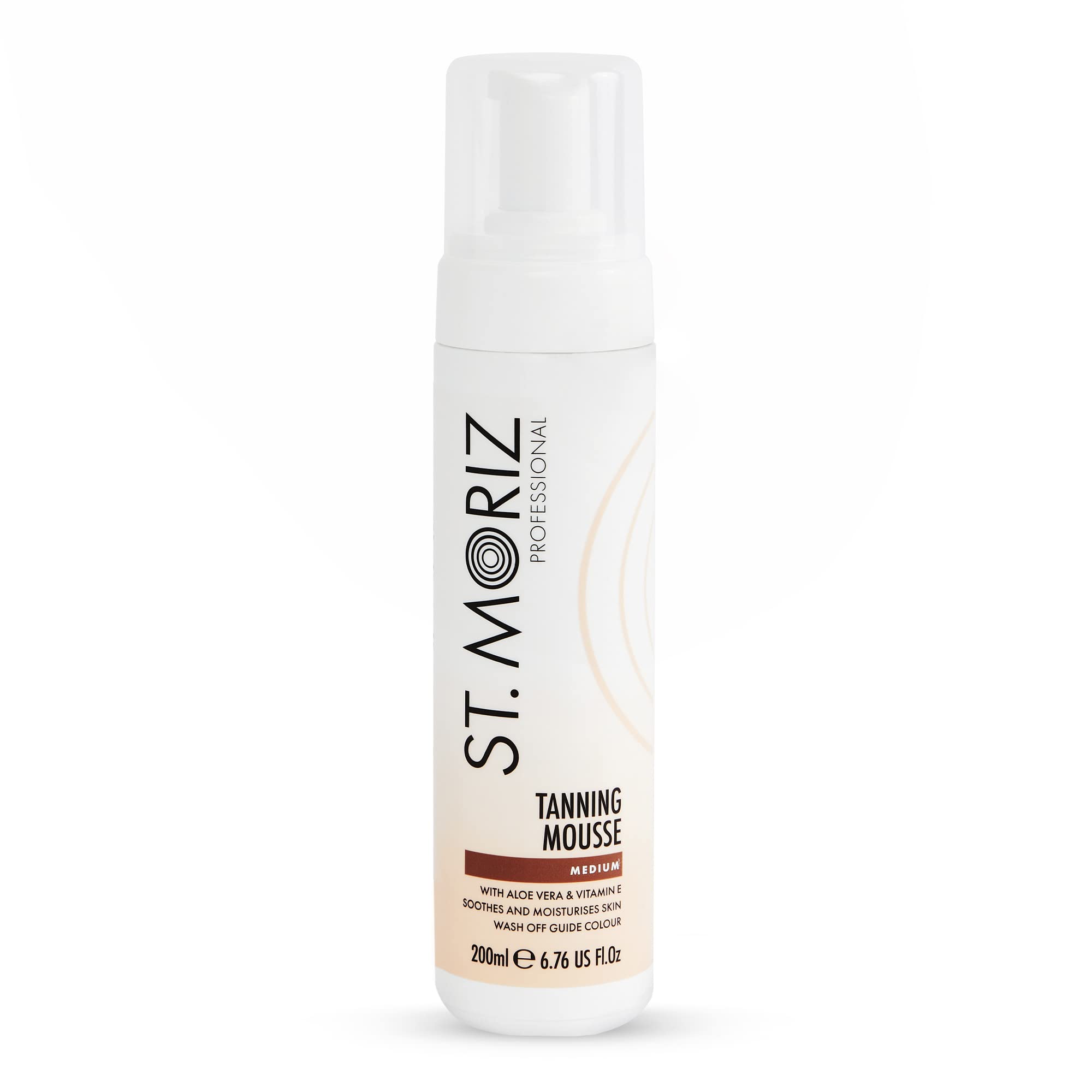 St Moriz Professional Medium Self Tanner Mousse - Sunless Instant Self Tanning Foam for a Golden, Natural Looking Fake Tan - Moisturizing Tanner – With Aloe Vera & Vitamin E - Vegan (6.76 fl oz)