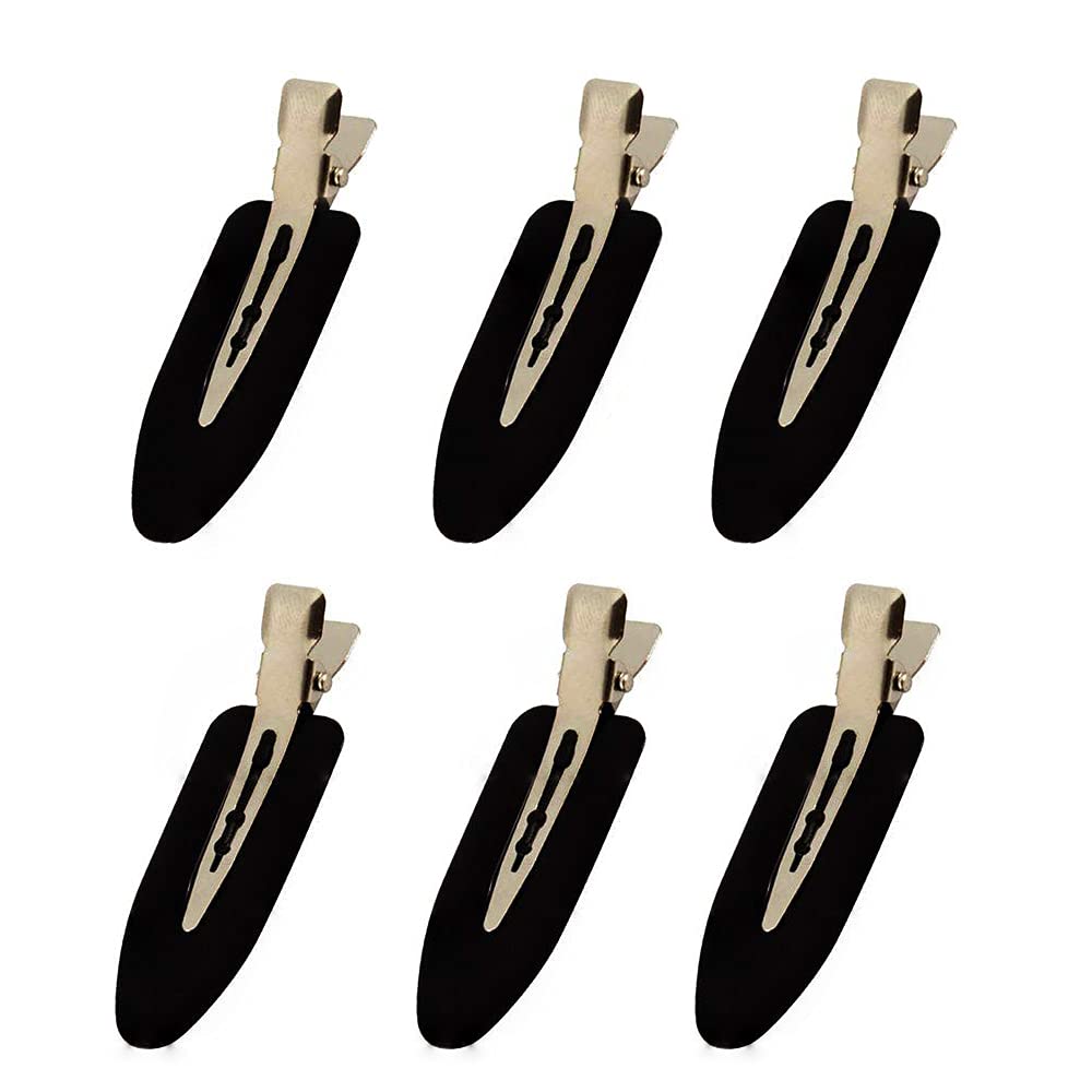 6 Pieces No Bend Hair Clips, No Crease Hair Clip for Hairstyling, Makeup Clips for Women and Girls Christmas Gifts (Black)