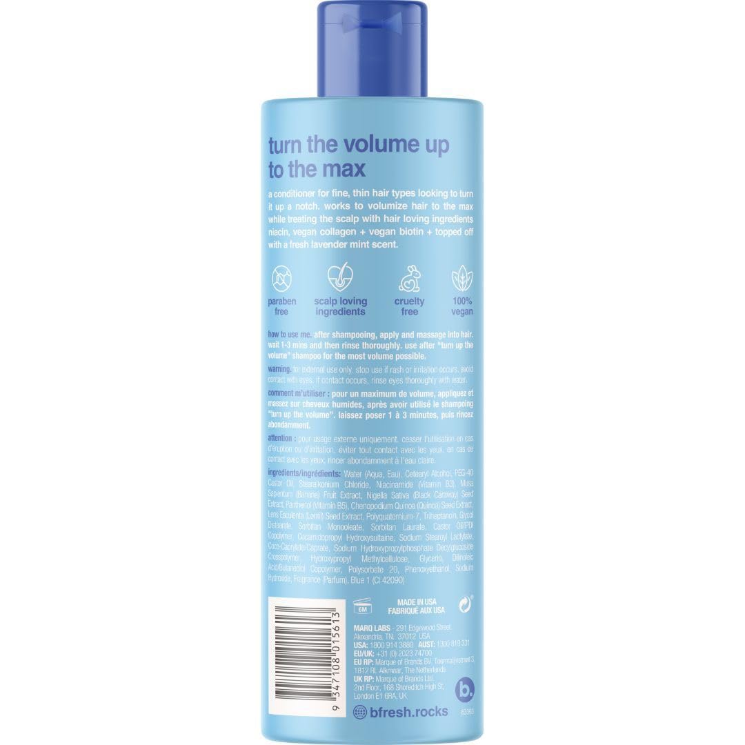 b.fresh Volumizing Conditioner | Turn Up The Volume - Add Volume to Fine, Thin Hair Types, Packed with Niacin, Plant Proteins, and Biotin for Growth, 12 Fl Oz