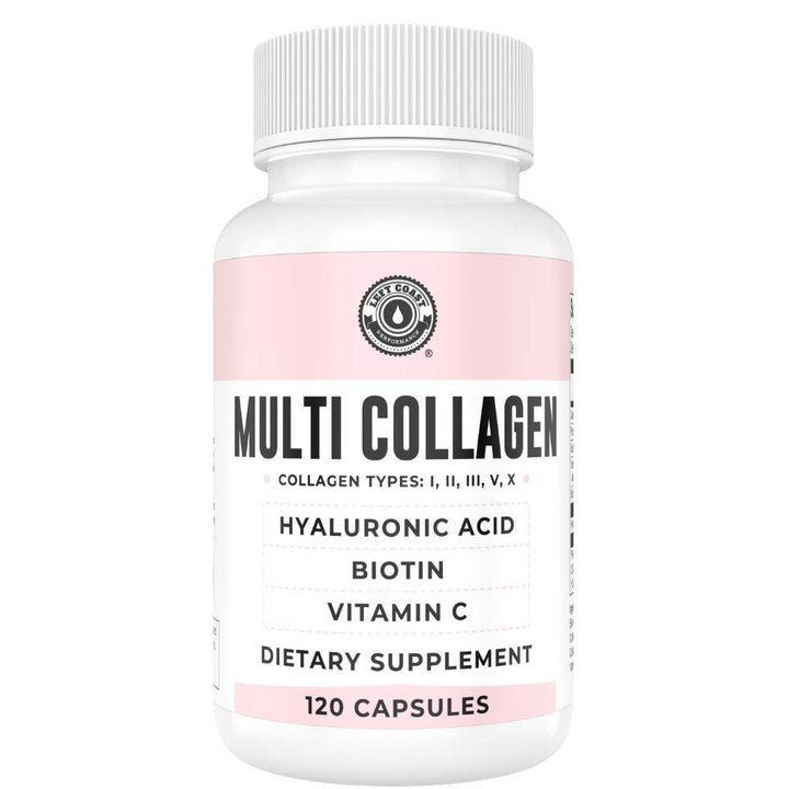 Collagen Capsules with Biotin, Hyaluronic Acid, Vitamin C, Hydrolyzed Multi Collagen Peptide Capsules Types I, II, III, V, X For Skin, Hair, Nails and Joint Health Supplement* 120 Count